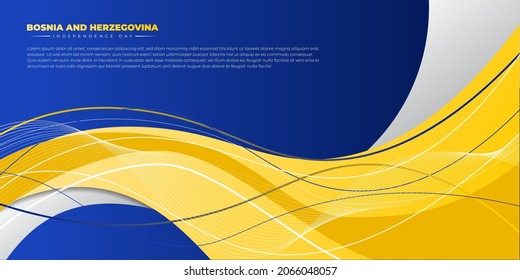 Wavy Yellow on blue background design. Bosnia and herzegovina Independence day template. Also good template for bosnia and herzegovina national day design.