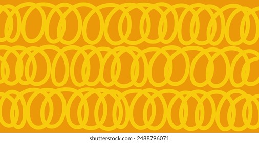 Wavy yellow pasta. Spaghetti, abstract geometric pasta vector illustration.