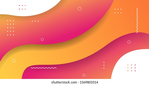 Wavy yellow red gradient geometric background design