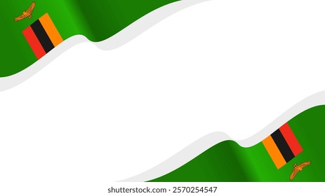 wavy zambia flag frame background with copy space for text. for national day