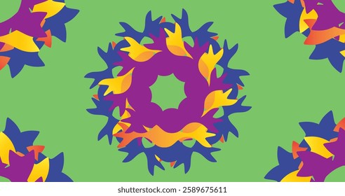 wavy zig zag circle with green background