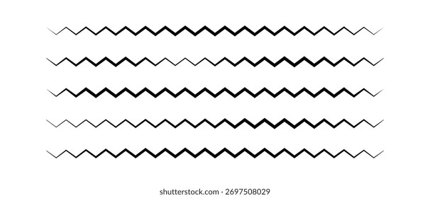 Zickzackliniensymbol, abstraktes Wellenliniendesign, gekrümmtes Zickzackliniensymbol.