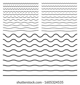 Wavy zigzag curved lines. Seamless meandering horizontal linear shapes.