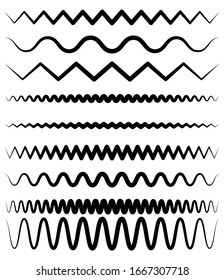 Wavy, zig-zag, distorted lines. Horizontal line dividers