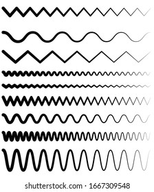 Wavy, zig-zag, verzerrte Linien. Horizontale Trennlinien