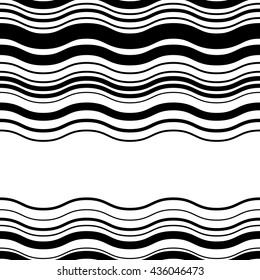 Wavy, zig-zag horizontal parallel lines. Abstract monochrome seamlessly repeatable pattern