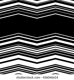 Wavy, zig-zag horizontal parallel lines. Abstract monochrome seamlessly repeatable pattern