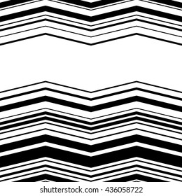 Wavy, zig-zag horizontal parallel lines. Abstract monochrome seamlessly repeatable pattern