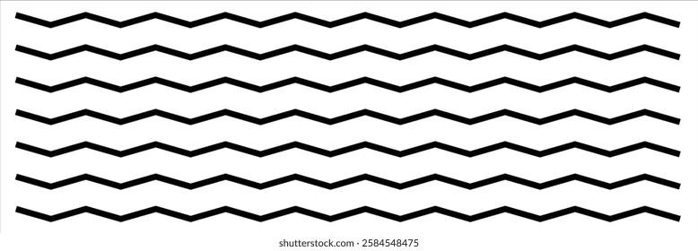 Wavy zigzag lines. Black underlines wavy curve zig zag line pattern in abstract style, horizontal line eps 20 .