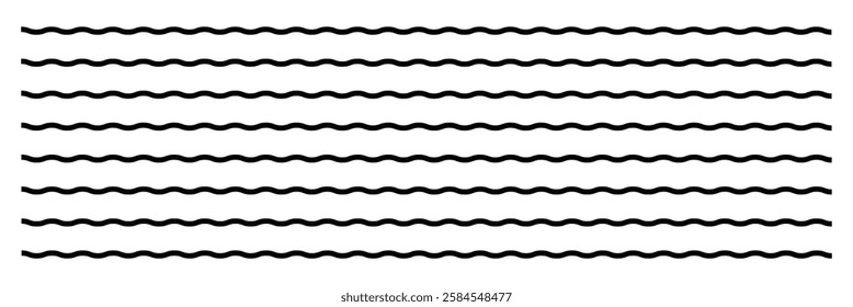 Wavy zigzag lines. Black underlines wavy curve zig zag line pattern in abstract style, horizontal line eps 20 .