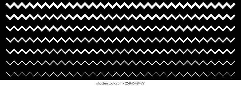 Wavy zigzag lines. Black underlines wavy curve zig zag line pattern in abstract style, horizontal line eps 20 .
