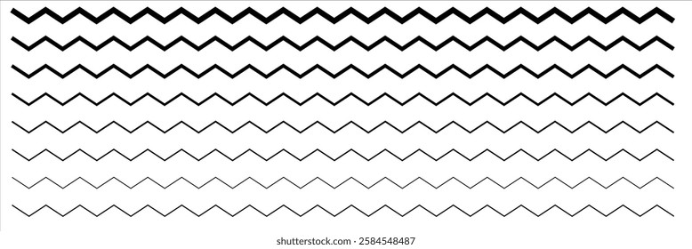 Wavy zigzag lines. Black underlines wavy curve zig zag line pattern in abstract style, horizontal line eps 20 .