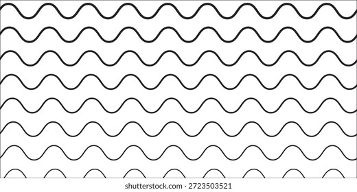 wavy zigzag lines. Black underlines wavy curve zig zag line pattern in abstract style, horizontal line eps 10.