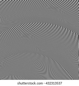 Wavy, zigzag lines, lines with distortion, crease. Monochrome pattern