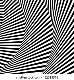 Wavy, zigzag lines, lines with distortion, crease. Monochrome pattern