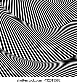 Wavy, zigzag lines, lines with distortion, crease. Monochrome pattern