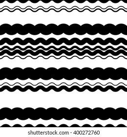 Wavy (zigzag) lines repeatable pattern - Irregular monochrome pattern with wavy, zigzag lines