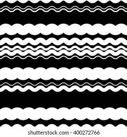 Wavy (zigzag) lines repeatable pattern - Irregular monochrome pattern with wavy, zigzag lines