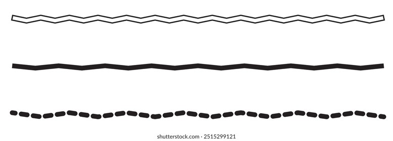 wavy zigzag pattern line illustration set on a white background, abstract vectors