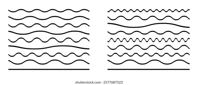 Wavy zigzag pattern lines. Vector black underlines, Zig zag shape. Vector illustration. EPS 10.