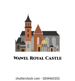 The Wawel Royal Castle in central Kraków, Poland. The first UNESCO World Heritage Site in the world. Historical building landmark a must if you visit Kracow. Flat vector illustration