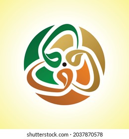 wawu circular three-letter arabic calligraphy symbol with three colors vector 