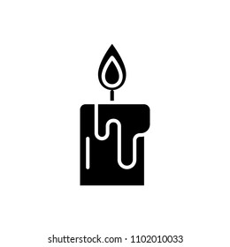 Wax candle black icon concept. Wax candle flat  vector symbol, sign, illustration.