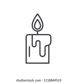 Wax candle black icon concept. Wax candle flat  vector symbol, sign, illustration.