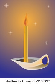 wax candle is lit at night, is seen as the twinkling stars, candle holders