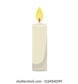 Wax candle on a white background. Candle burning icon. Vector illustration.