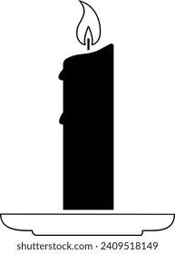 Wax Candle vector icon. Candle flat sign design. Candle with flame symbol pictogram illustration.