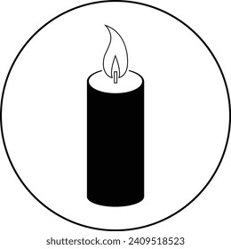 Wax Candle vector icon. Candle flat sign design. Candle with flame symbol pictogram illustration.