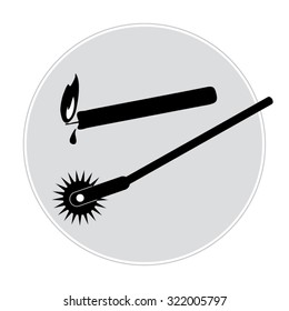 Wax Candle and Wartenberg wheel. Vector illustration.