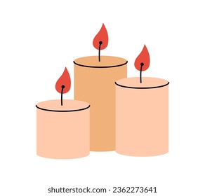 Wax candles. October creepy holiday, Halloween party. Vector illustration.