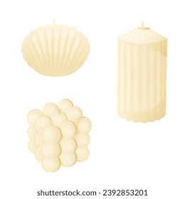 wax candles on a white background. realistic vector candles.