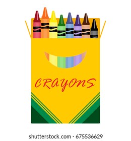 Wax colorful crayons, blue, green, yellow, orange, grey and brow vector set collection isolated