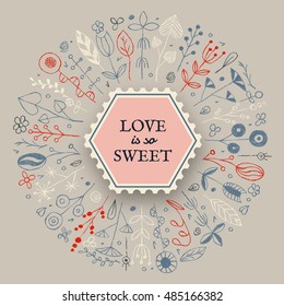 Wax crayon drawing flowers set. Vector illustration.