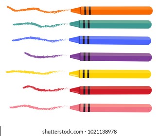 wax crayons, colorful, vector illustration