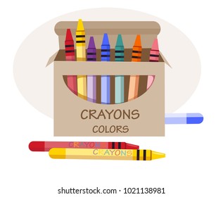 wax crayons, colorful, vector illustration