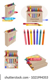 wax crayons, colorful, vector illustration