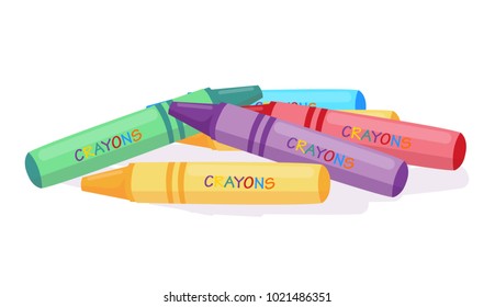 wax crayons for drawing, color, vector illustration