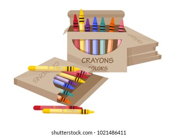 wax crayons for drawing, color, vector illustration