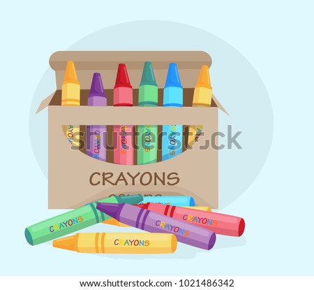 wax crayons for drawing, color, vector illustration