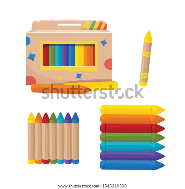 Wax Crayons Drawing Vector Illustration Stock Vector (royalty Free 