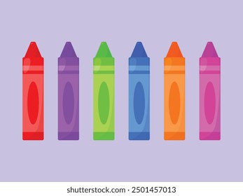 Vector de iconos de crayones de cera. Vector de lápiz de color de crayones. Vector de suministro de arte escolar