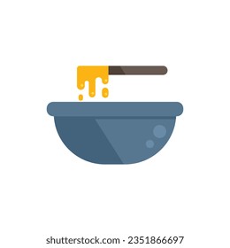 Wax depilation bowl icon flat vector. Stamp gold. Hair removal isolated
