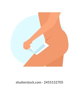 Wax depilation for male leg, hair removal spa procedure for men vector illustration