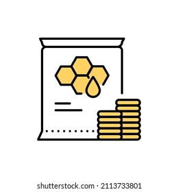 Wax discs bees extra color line icon. Pictogram for web page