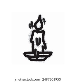 Wax graffiti spray painted black on white.