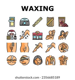 wax hair salon depilation icons set vector. spa body, sugar beauty, skin woman, female beautician, removal treatment, face wax hair salon depilation color line illustrations